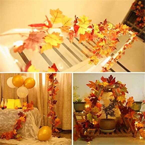 "6.6 FT Maple Leaf Garland String Light, 20 LED Fall Maple Leaf Thanksgiving - Picture 7 of 10